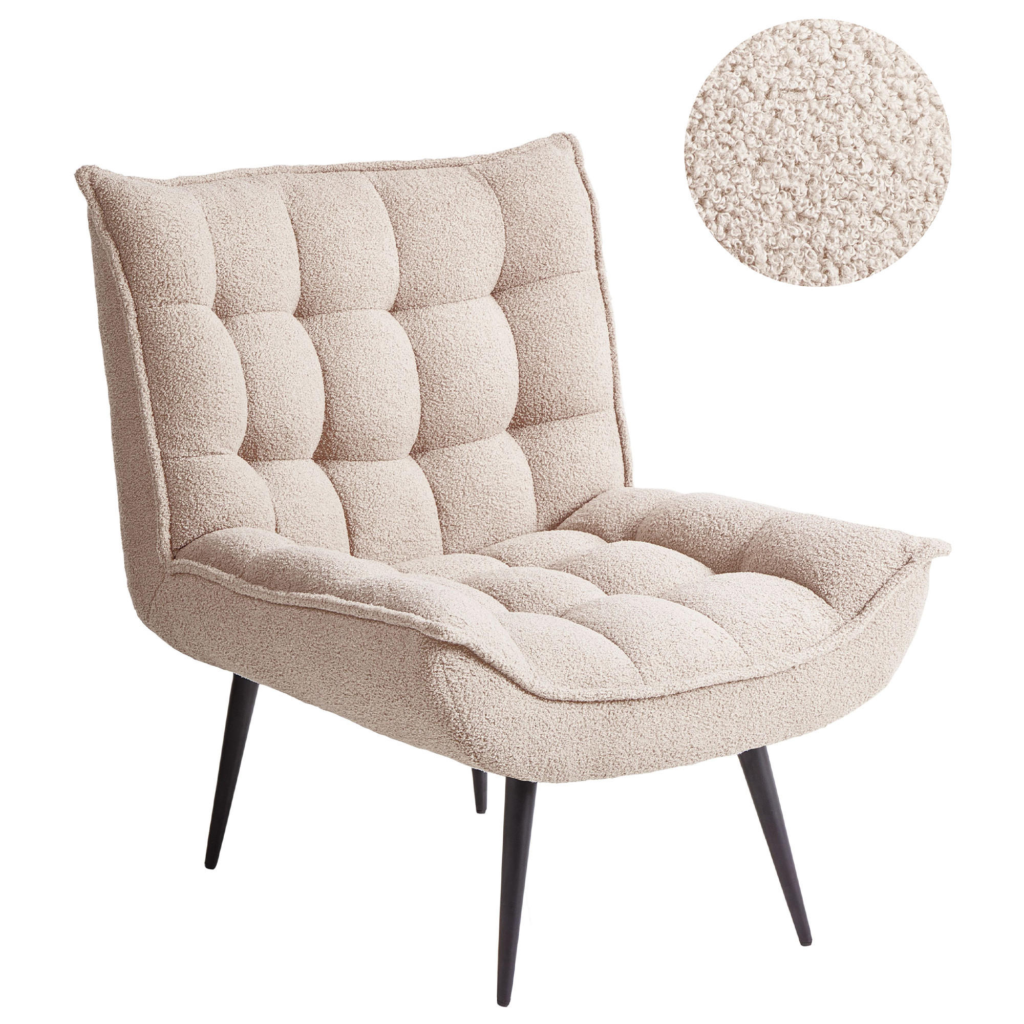 SESSEL Bouclé Beige Alvesta - Beige, Textil (73/92/79cm) - Beliani