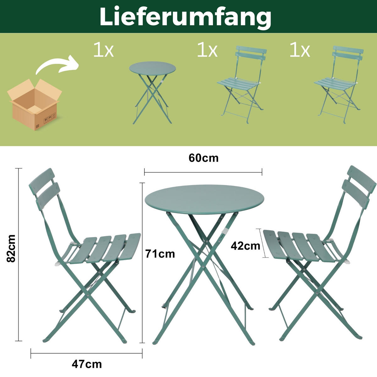 BISTRO SET Grün - Grün, Metall - Albatros