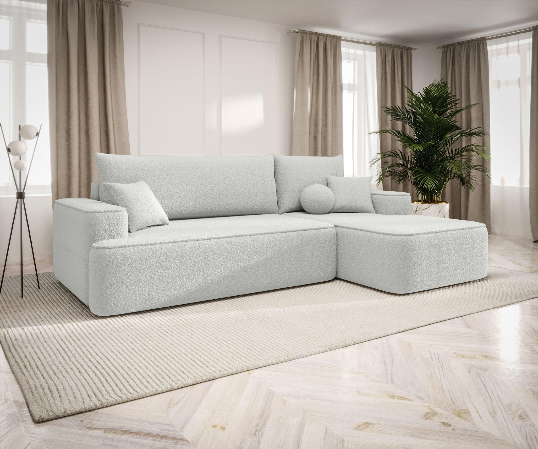ECKSOFA mit Schlaffunktion FIGO Quelle 01 Rechts - Weiß, Textil (250/150cm) - Bedante