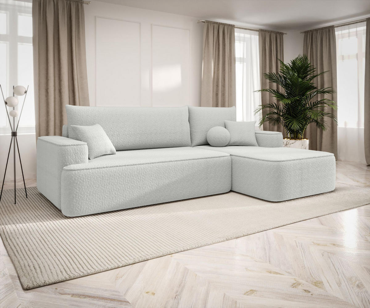 ECKSOFA mit Schlaffunktion FIGO Quelle 01 Rechts - Weiß, Textil (250/150cm) - Bedante