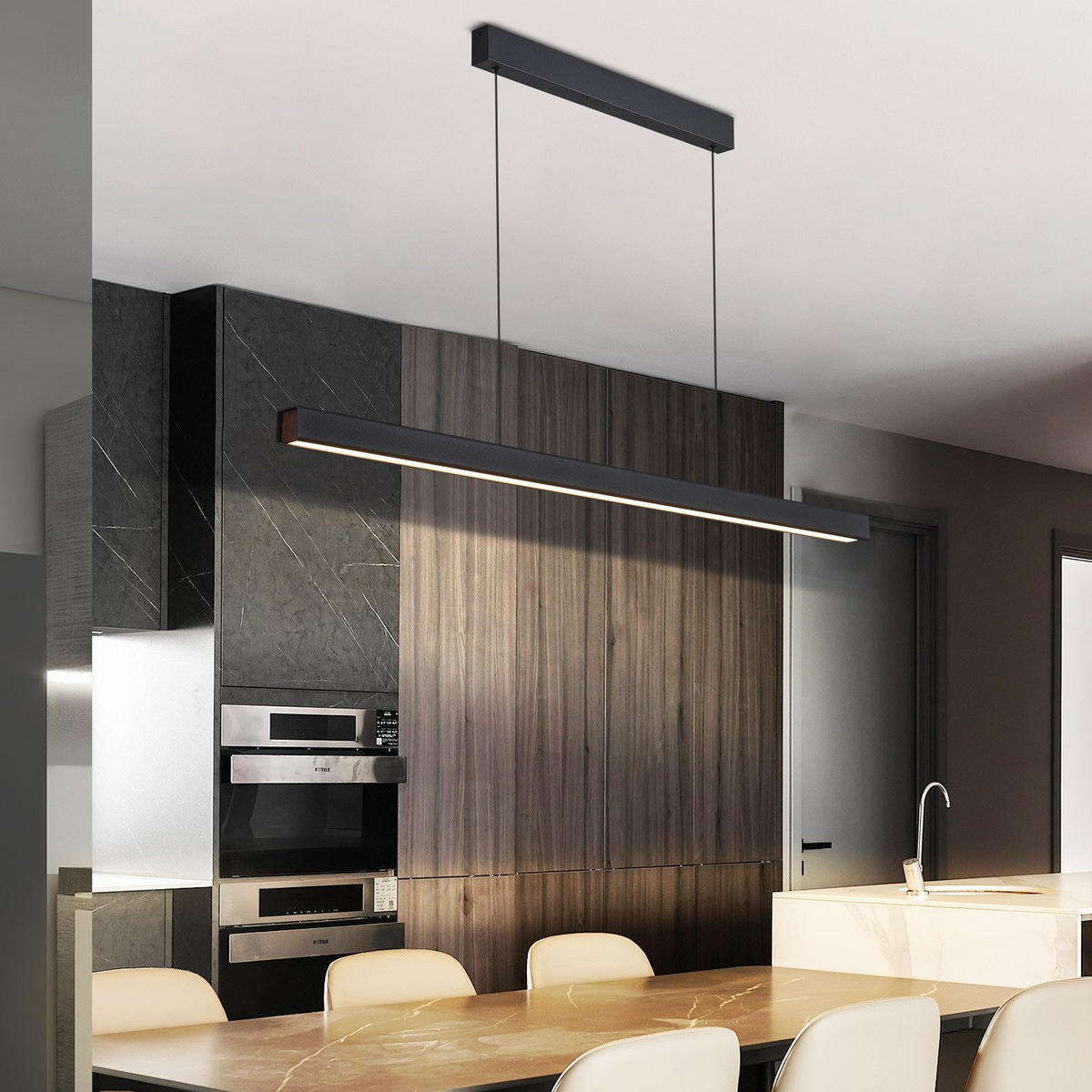 HÄNGELEUCHTE Haleq 1.6/4.6/138 cm - Schwarz, Metall (148/5/138cm) - ZMH