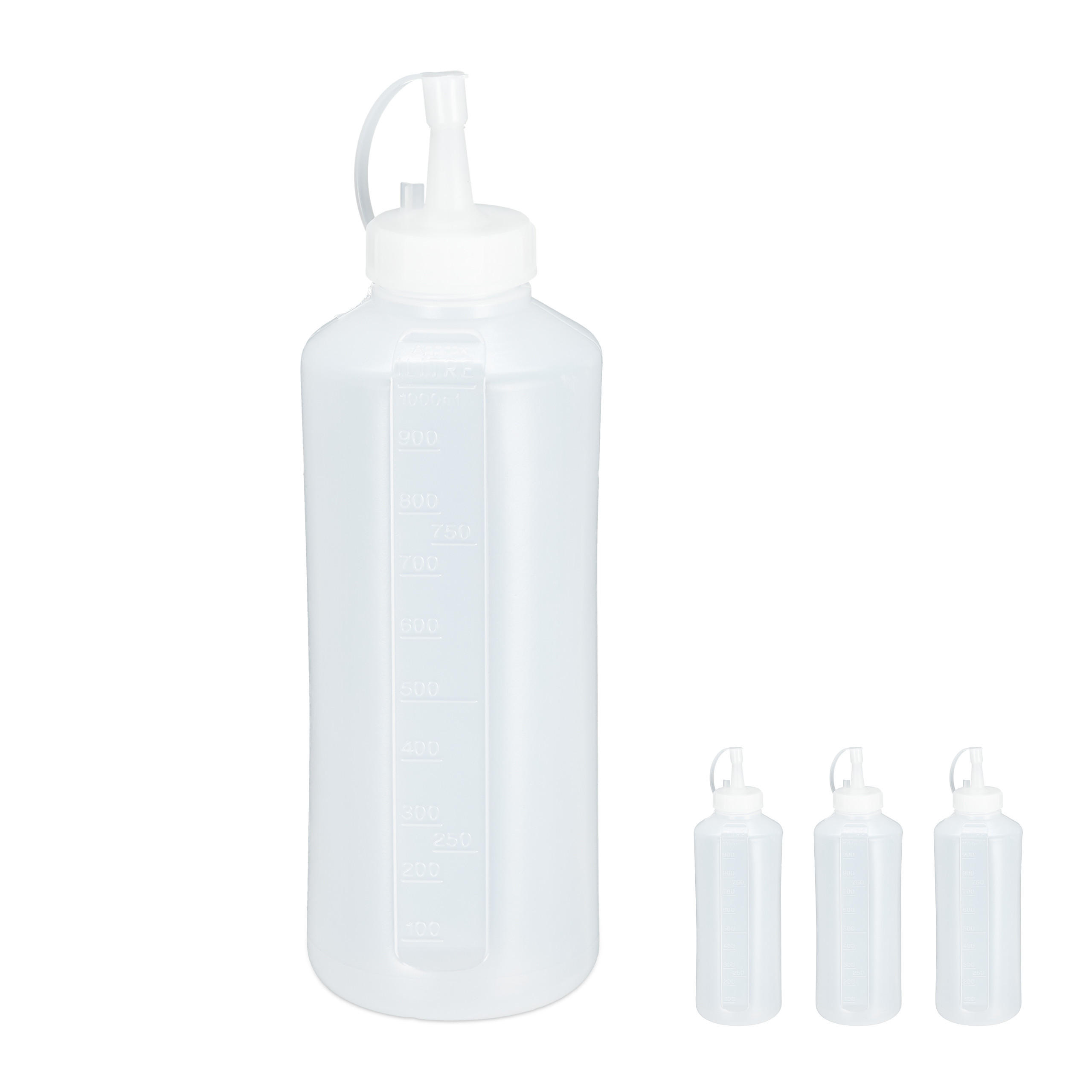 Relaxdays LÁHEV Průhledná 4dílná-sada PP plast 1000 ml