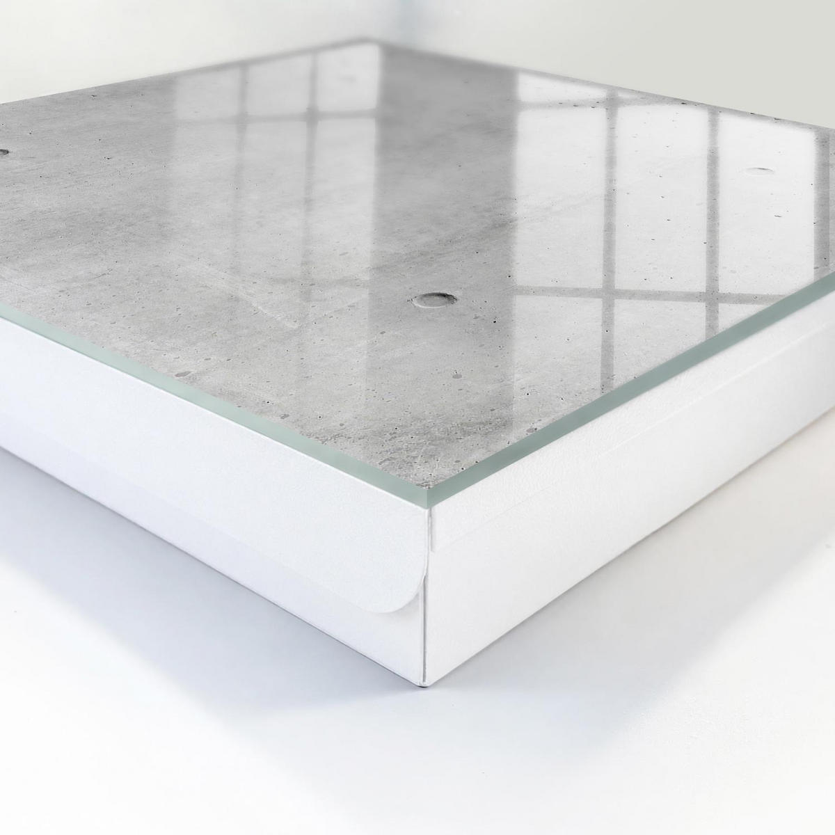 SCHLÜSSELBOX Weiß 30x30 cm – Türöffnung nach rechts - Rohbeton - Grau, Metall (30/30/5cm) - TULUP