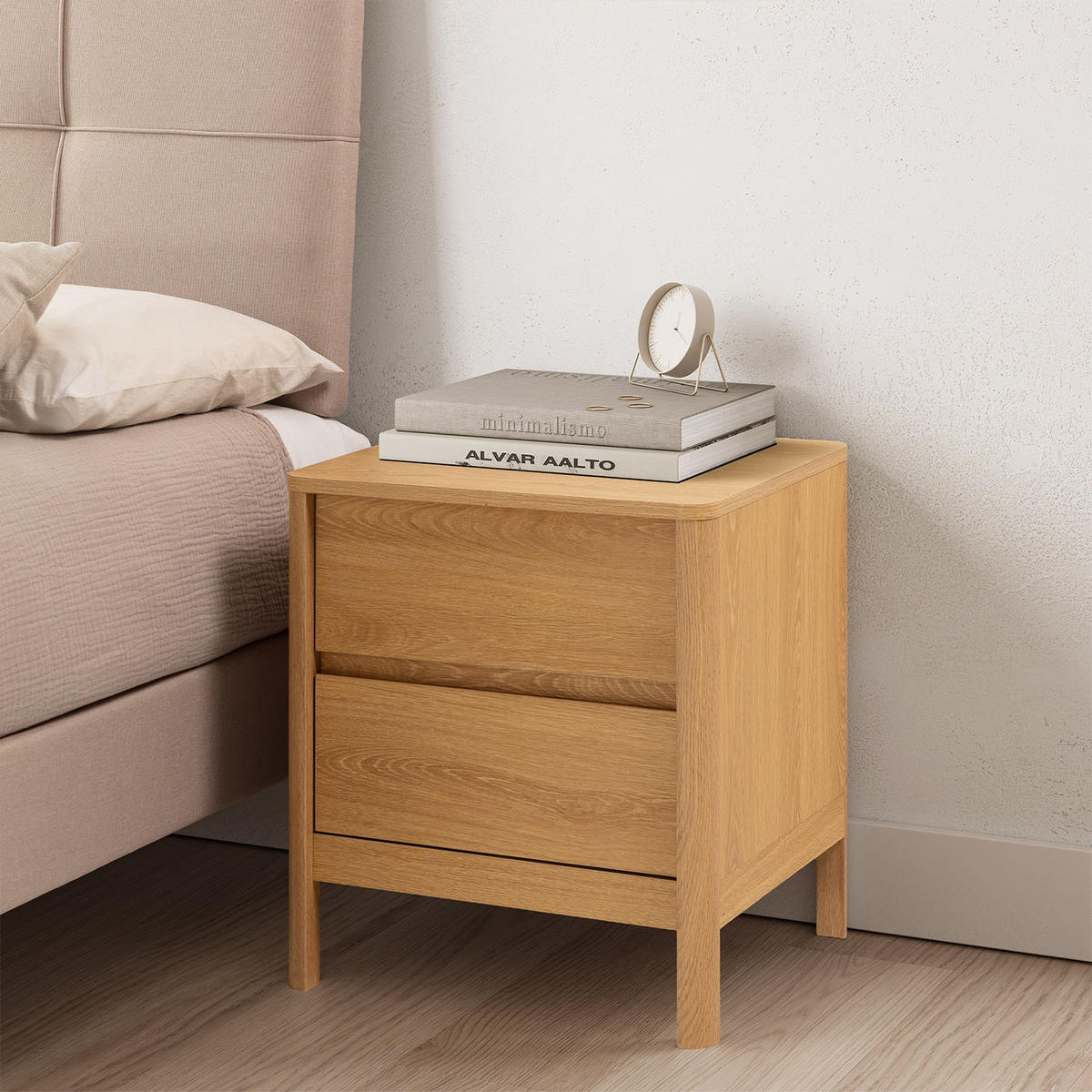 NACHTTISCH Nassau 2 schubladen Eichenfarbe - Honigeiche, Holzwerkstoff (45/50/40cm) - VS Venta-stock