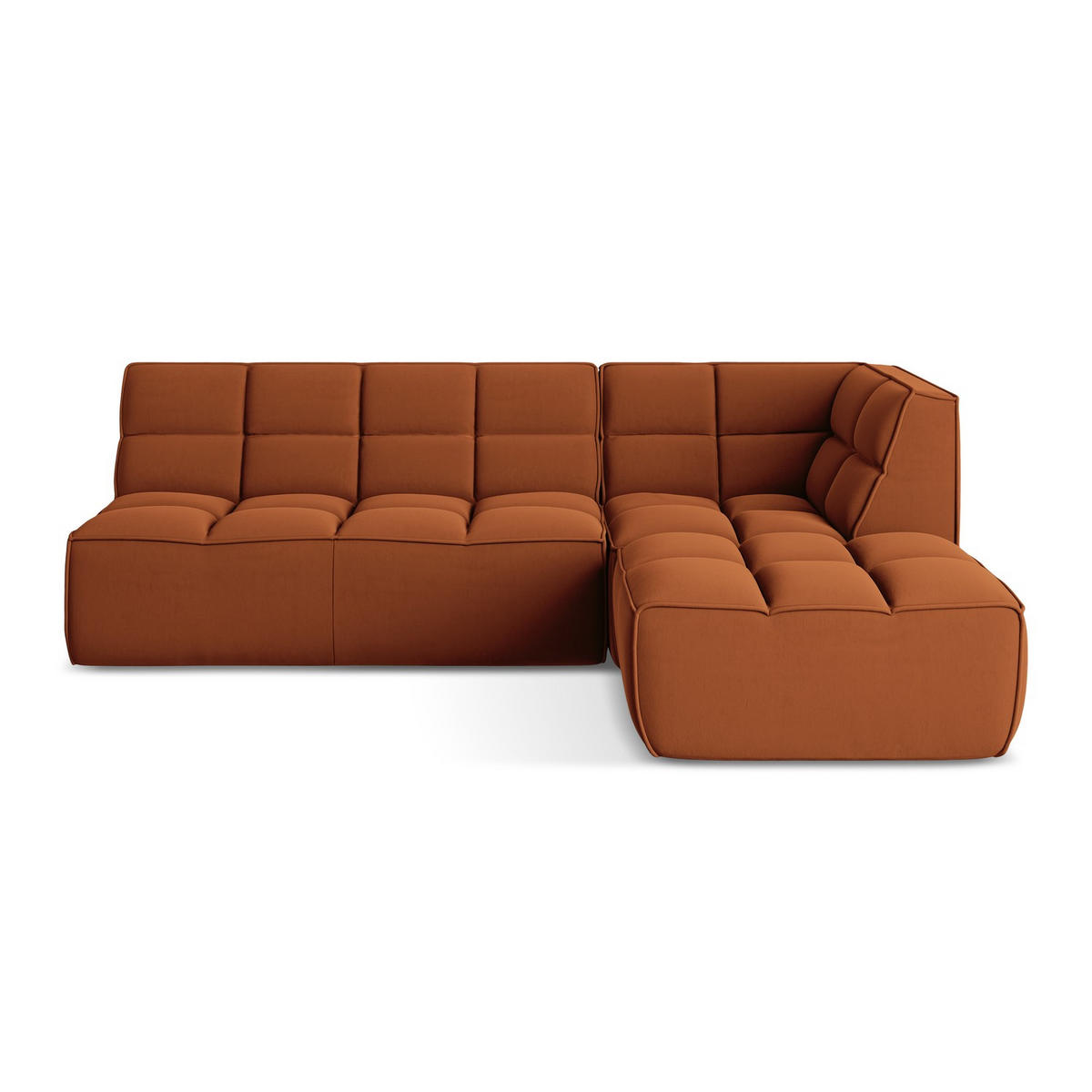 ECKSOFA Beidseitig Samt Stoff Orange - Terracotta/Schwarz, Kunststoff/Textil (258/178cm) - LaMiaSofa