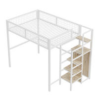 HOCHBETT aus Metall 140x200 cm in Weiß mit Leiter & Kleiderschrank - Weiß, Metall (140/200cm) - Modfu