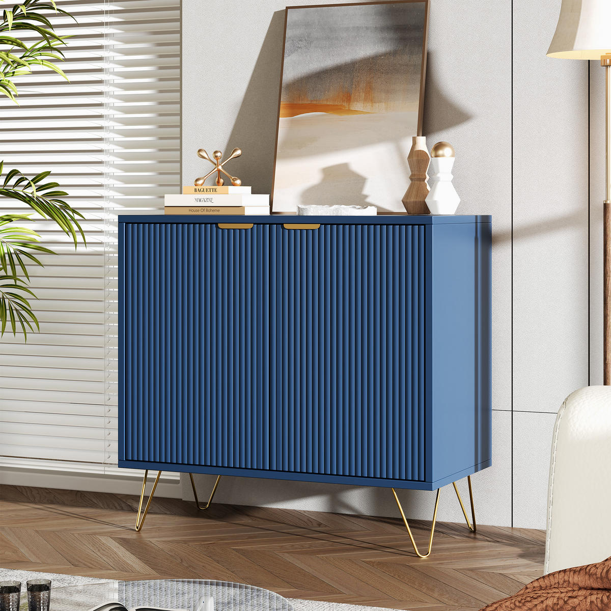 SIDEBOARD 80x40x78 cm 2 Türen Einlegeboden blau - Blau, Holz (80/78/40cm) - Fortuna Lai