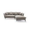ECKSOFA GLOSS mit Schlaffunktion, Ottomane & goldenen Füßen – Samtsofa im GLOSSour-Stil mit Zierkissen, 258x167x91 cm, Rechte, GRÜN - Beige, Holz/Textil (258/167cm) - DomoHome