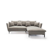 ECKSOFA GLOSS mit Schlaffunktion, Ottomane & goldenen Füßen – Samtsofa im GLOSSour-Stil mit Zierkissen, 258x167x91 cm, Rechte, GRÜN - Beige, Holz/Textil (258/167cm) - DomoHome