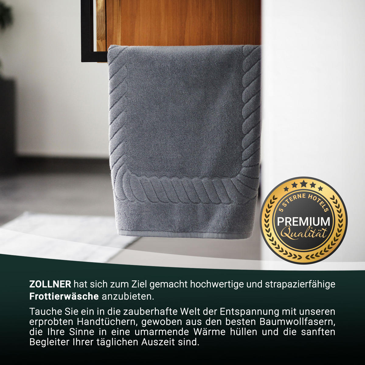 BADEMATTE, 2er-Set, 50x70 cm, 100% Baumwolle, Grau - Grau, Textil (50/70cm) - Zollner