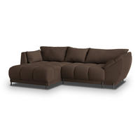 ECKSOFA VESTANO L-S Braun Boucle-Stoff mit Schlaffunktion - Braun, Holz (287/182cm) - MASSENO