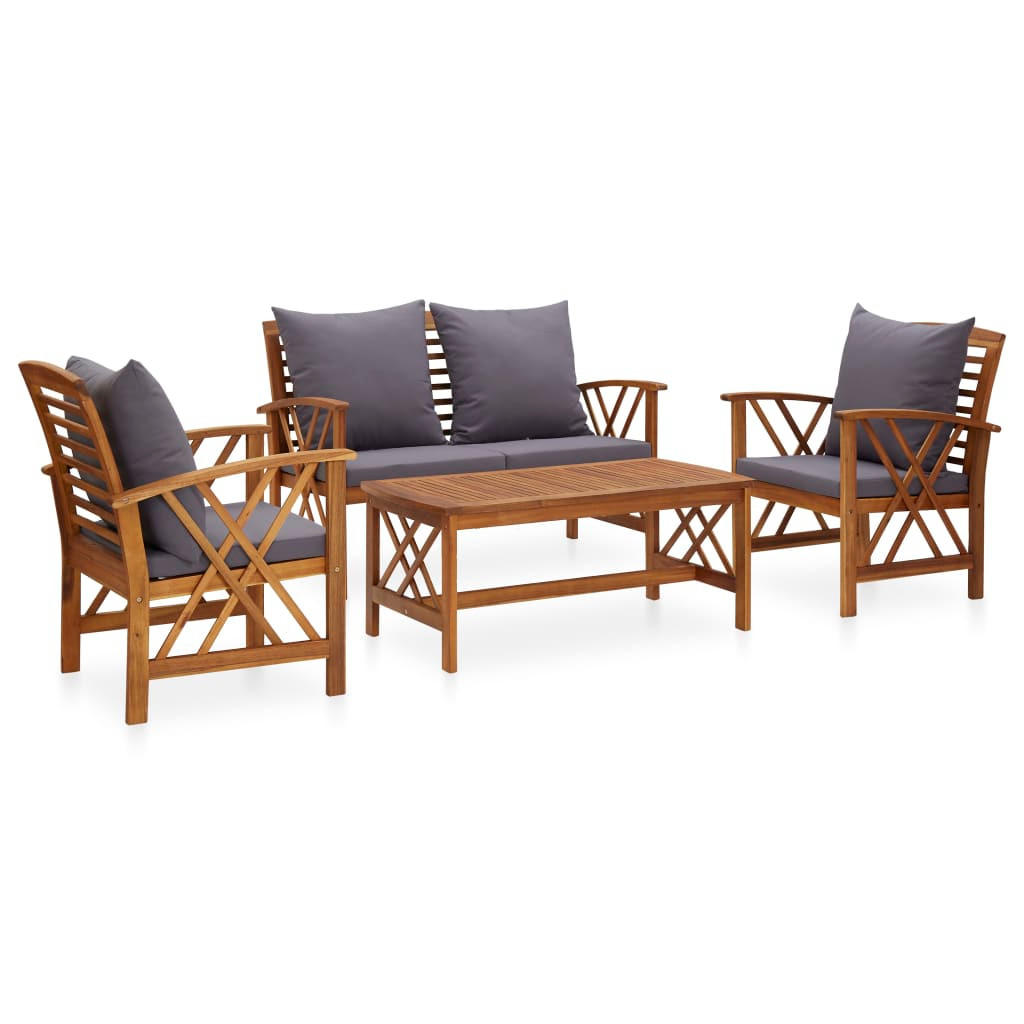 GARTENSET Rembert 4-teilig - Grau, Holzwerkstoff - Nettlife