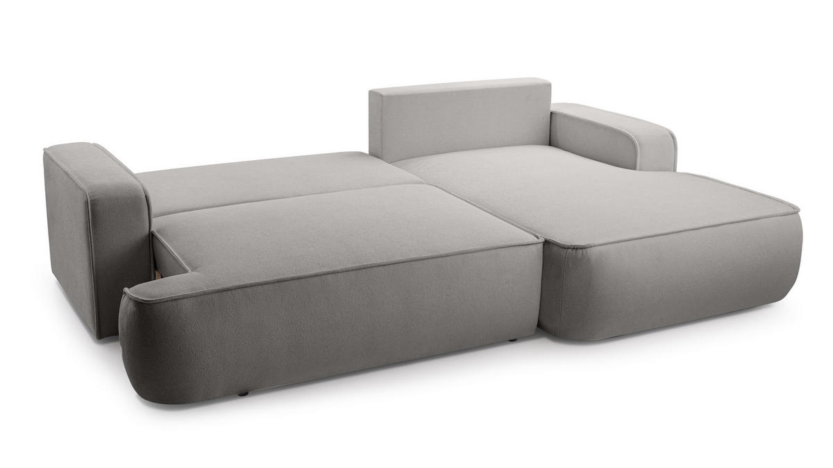 ECKSOFA L Form Ablia Hellgrau 267/168/87 cm mit Schlaffunktion R - Hellgrau/Schwarz, Kunststoff/Textil (267/168cm) - AX Living