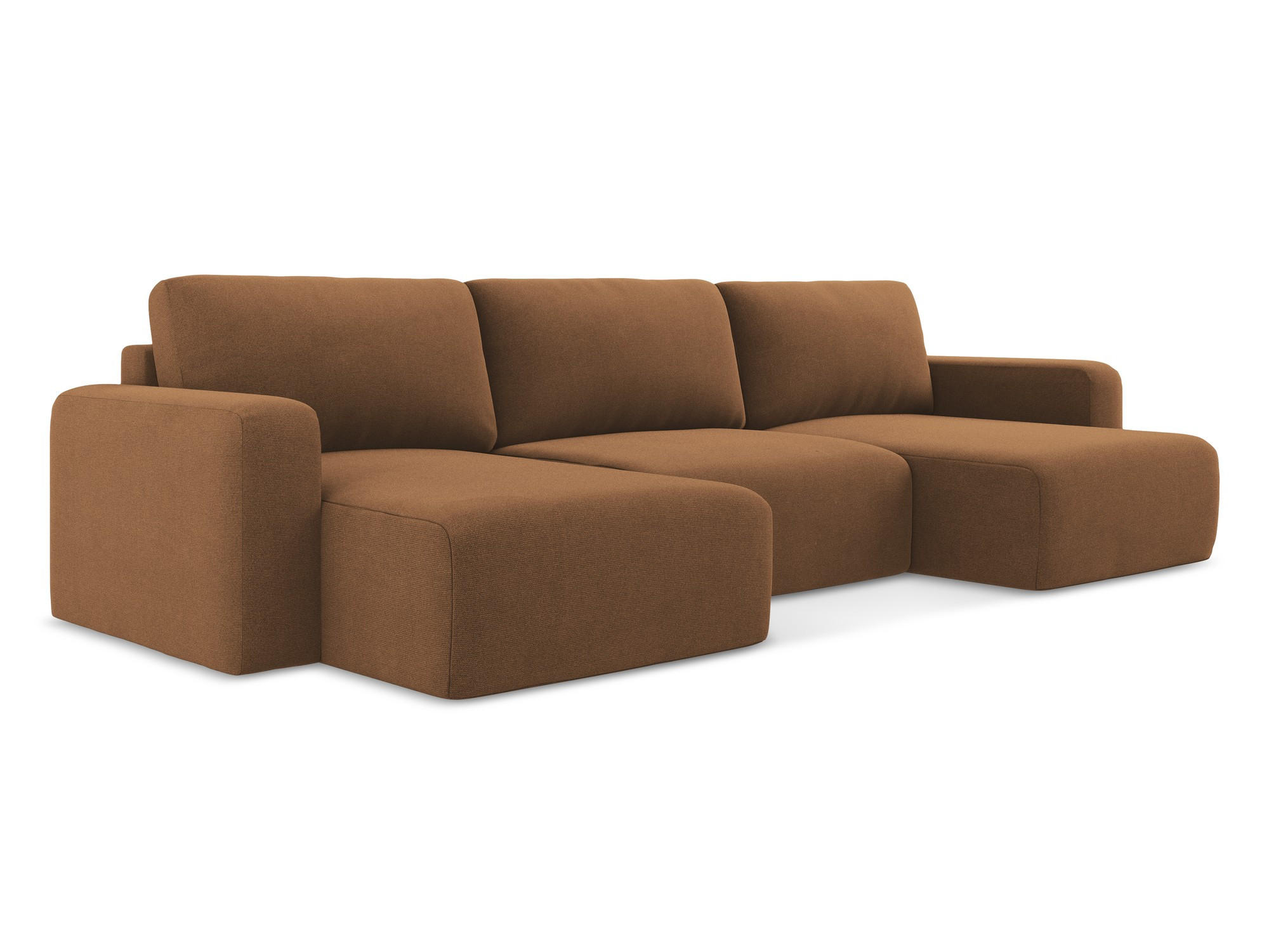 WOHNLANDSCHAFT Strukturstoff Stoff Orange - Beige/Terra cotta, Kunststoff/Textil (332/79/149cm) - Makamii