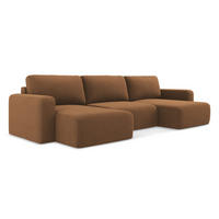 WOHNLANDSCHAFT Strukturstoff Stoff Orange - Beige/Terra cotta, Kunststoff/Textil (332/79/149cm) - Makamii