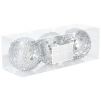 CHRISTBAUMKUGEL Santa Lila Silber 10/10/10 cm Kunstoff - Silberfarben, Kunststoff (10/10/10cm) - Mondex