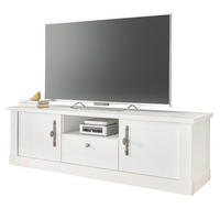 TV-LOWBOARD weiß Pinie Landhaus, TV Unterteil 155 cm, Soft-Close-Funktion - Weiß, Holzwerkstoff/Kunststoff (158/51/45cm) - Furn.Design