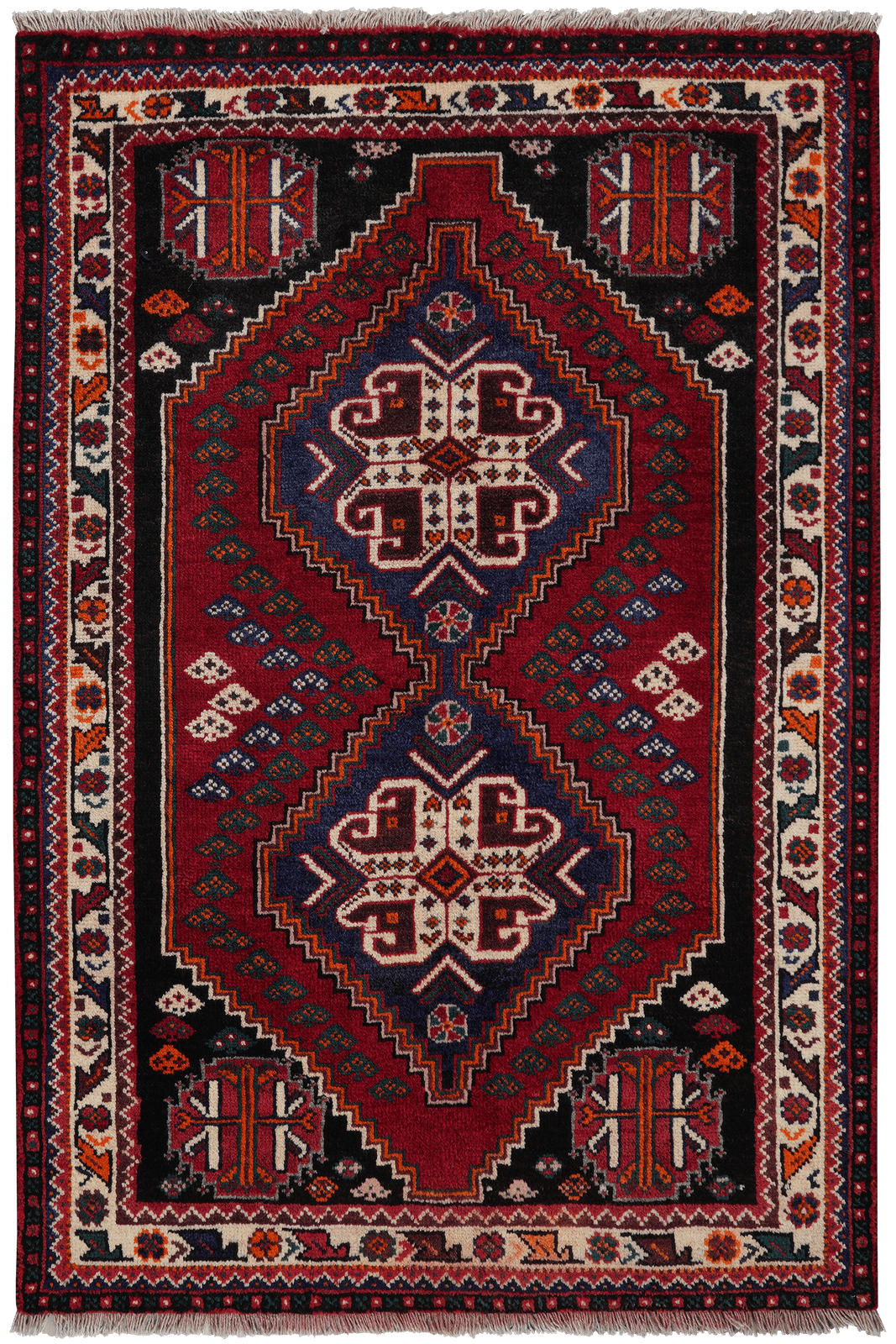 ORIENTTEPPICH handgeknüpft Gashgai Rot, Blau 153/104 cm Schurwolle - Blau/Rot, Textil (104/153cm) - Looma