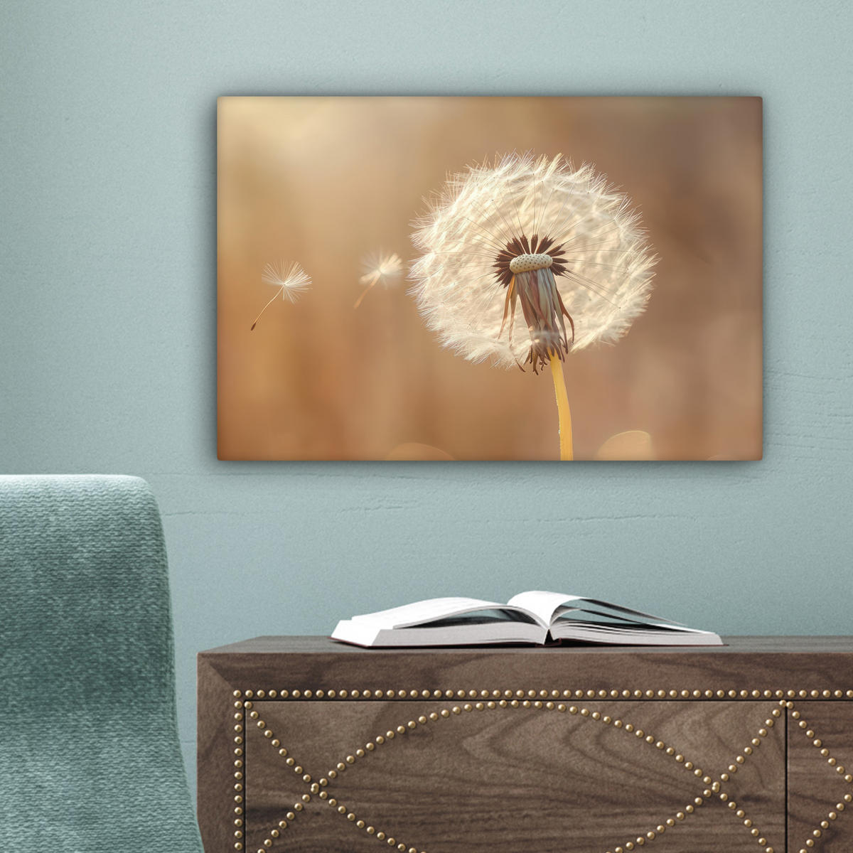 LEINWANDBILD Löwenzahn - Beige - Natur - Blume 30x20 cm - Hellbraun, Textil (30/20cm) - MuchoWow