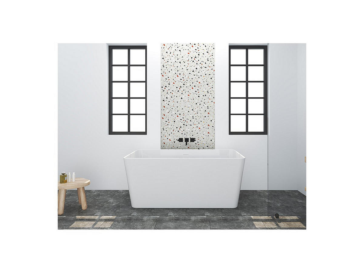 BADEWANNE - 130 cm x 70 cm - Acryl - Weiß - Weiß, Kunststoff (130/55/70cm) - Vente-Unique