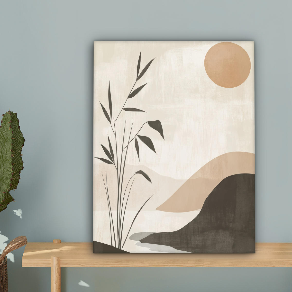 LEINWANDBILD Japandi - Landschaft - Beige 30x40 cm - Cognac, Textil (30/40cm) - MuchoWow