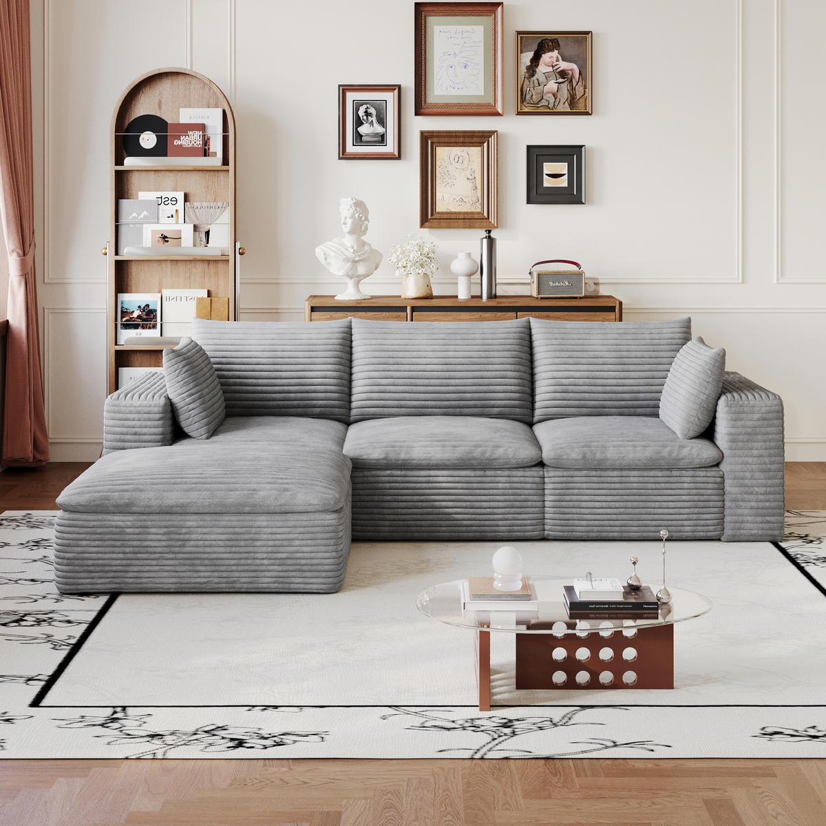 SOFA modular 260 cm Stoff Grau - Grau, Kunststoff (160/260cm) - Meubliv