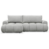 ECKSOFA Ombo Mini, Hellgrau Bouclé, linksseitig - Hellgrau/Schwarz, Kunststoff/Textil (256/155cm) - Selsey