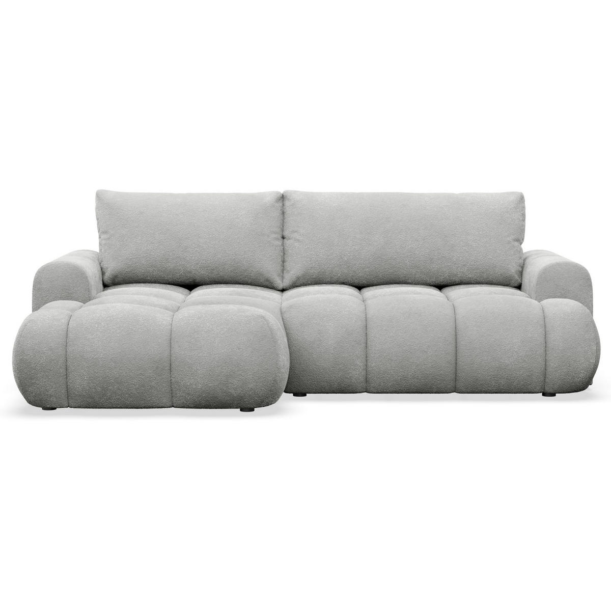 ECKSOFA Ombo Mini, Hellgrau Bouclé, linksseitig - Hellgrau/Schwarz, Kunststoff/Textil (256/155cm) - Selsey