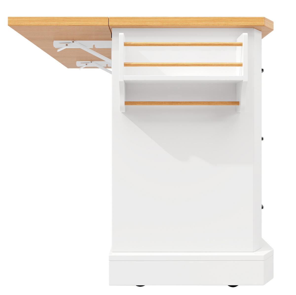 KÜCHENINSEL 120/91/45(75) cm Weiß aus MDF und Metall rollbar - Weiß, Holzwerkstoff (45/91/120cm) - OKMYHOME