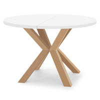 ESSTISCH RAL mit Holzbeinen, Durchmesser: 90 / 140 cm Weiß / Buche Natur - Buchefarben/Weiß, Holz (90/140/77cm) - Dekori_Interiors