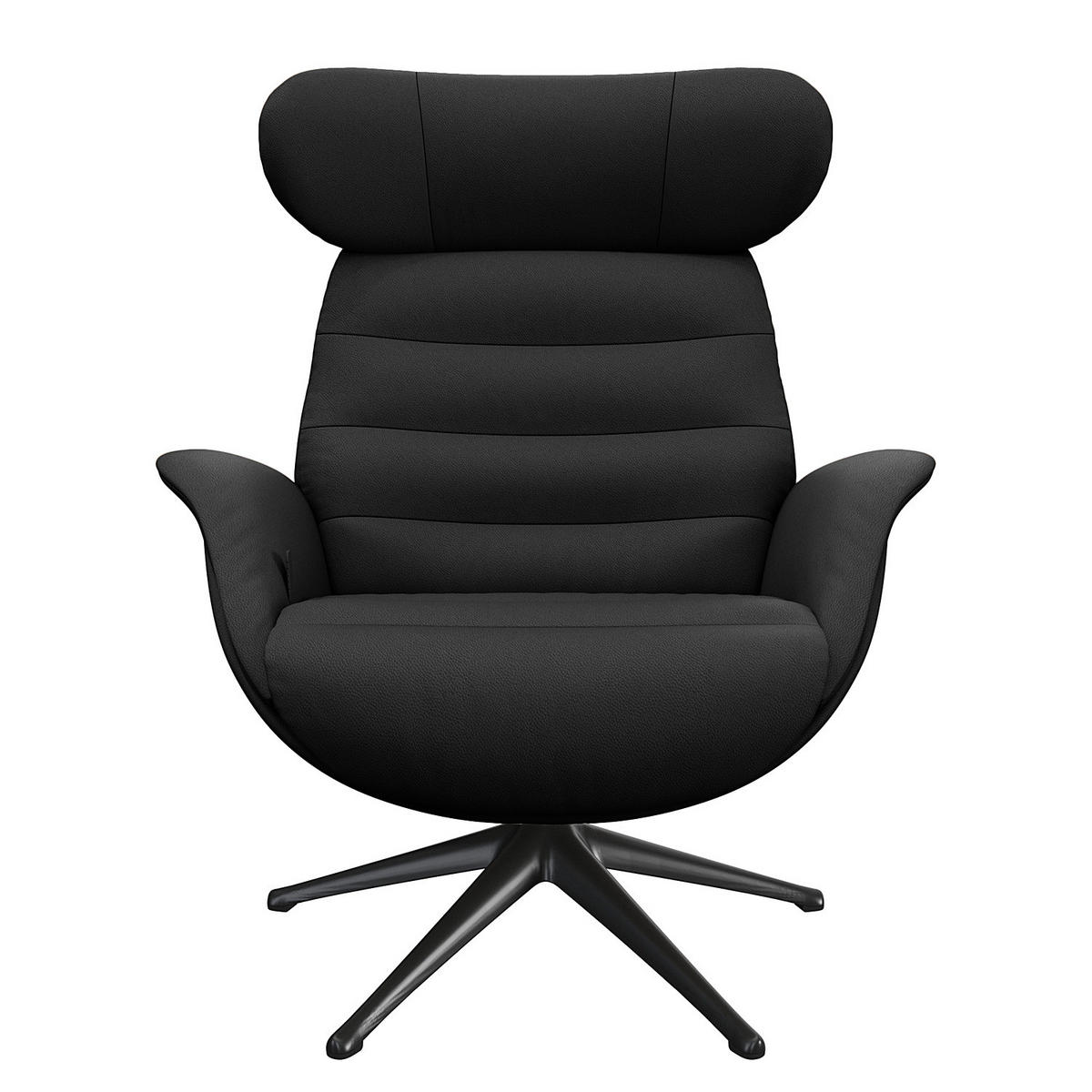 RELAXSESSEL - Schwarz, Leder/Metall (90/107/90cm) - home24