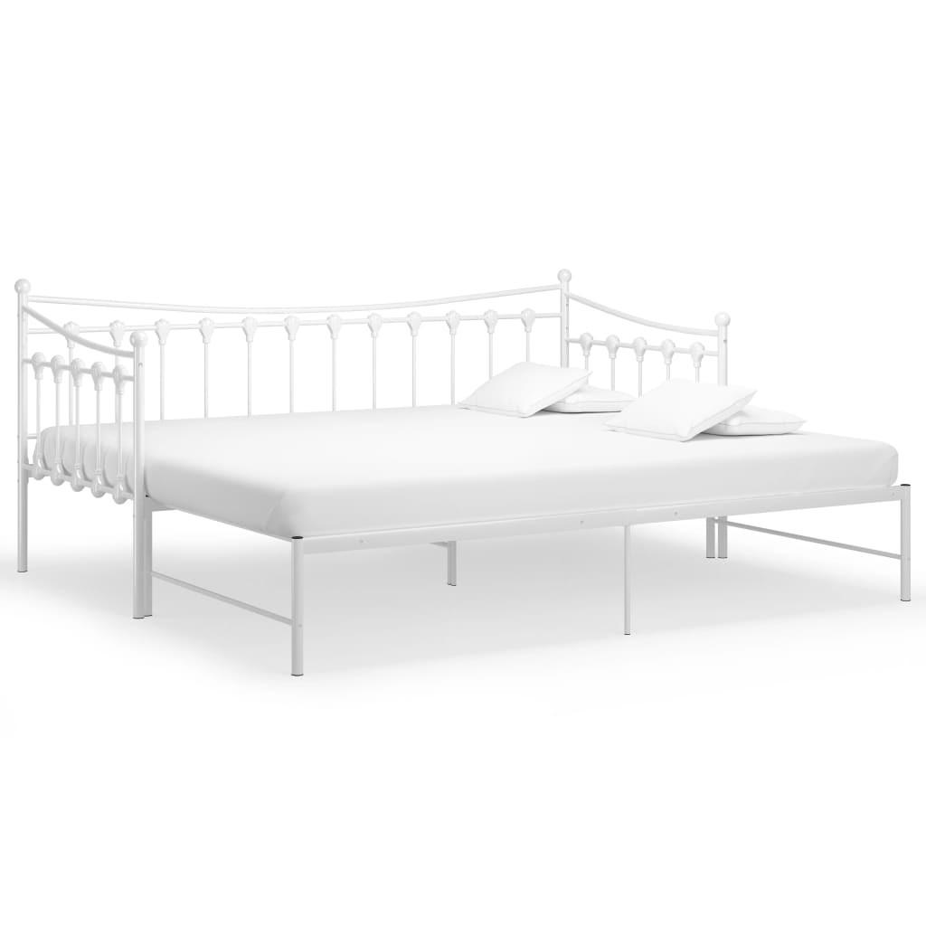 AUSZIEHSOFA Bettgestell Weiss Metall 90/200 Cm - Weiß, Leder (90/200cm) - vidaXL