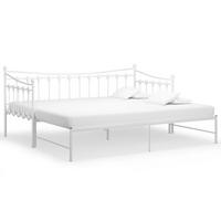 AUSZIEHSOFA Bettgestell Weiss Metall 90/200 Cm - Weiß, Leder (90/200cm) - vidaXL