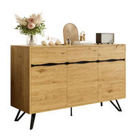 SIDEBOARD 140/40/75.5 cm Schwarz/Holzfarbe aus Spanplatte mit Metallbeinen - Naturfarben, Holzwerkstoff (40/75.5/140cm) - OKMYHOME