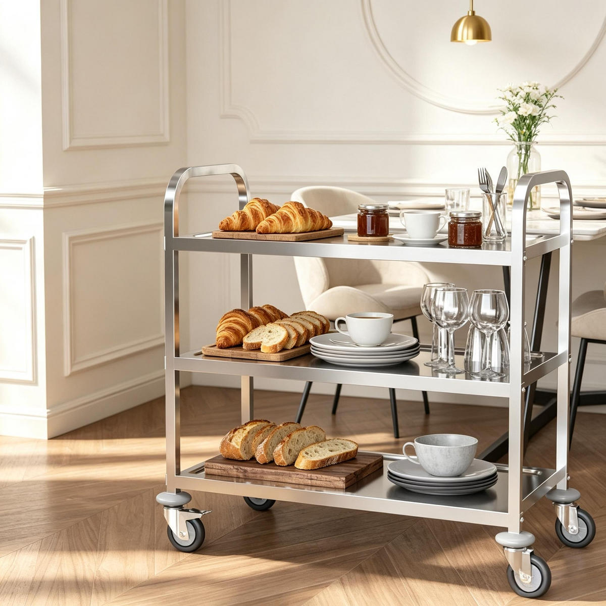 KÜCHENWAGEN Mit Rollen, 150 KG TRAGKRAFT, Für Küche Und Esszimmer, 90,5/50,5/88,2 cm - Multicolor, Holzwerkstoff (50.5/88.2/90.5cm) - Rolipo