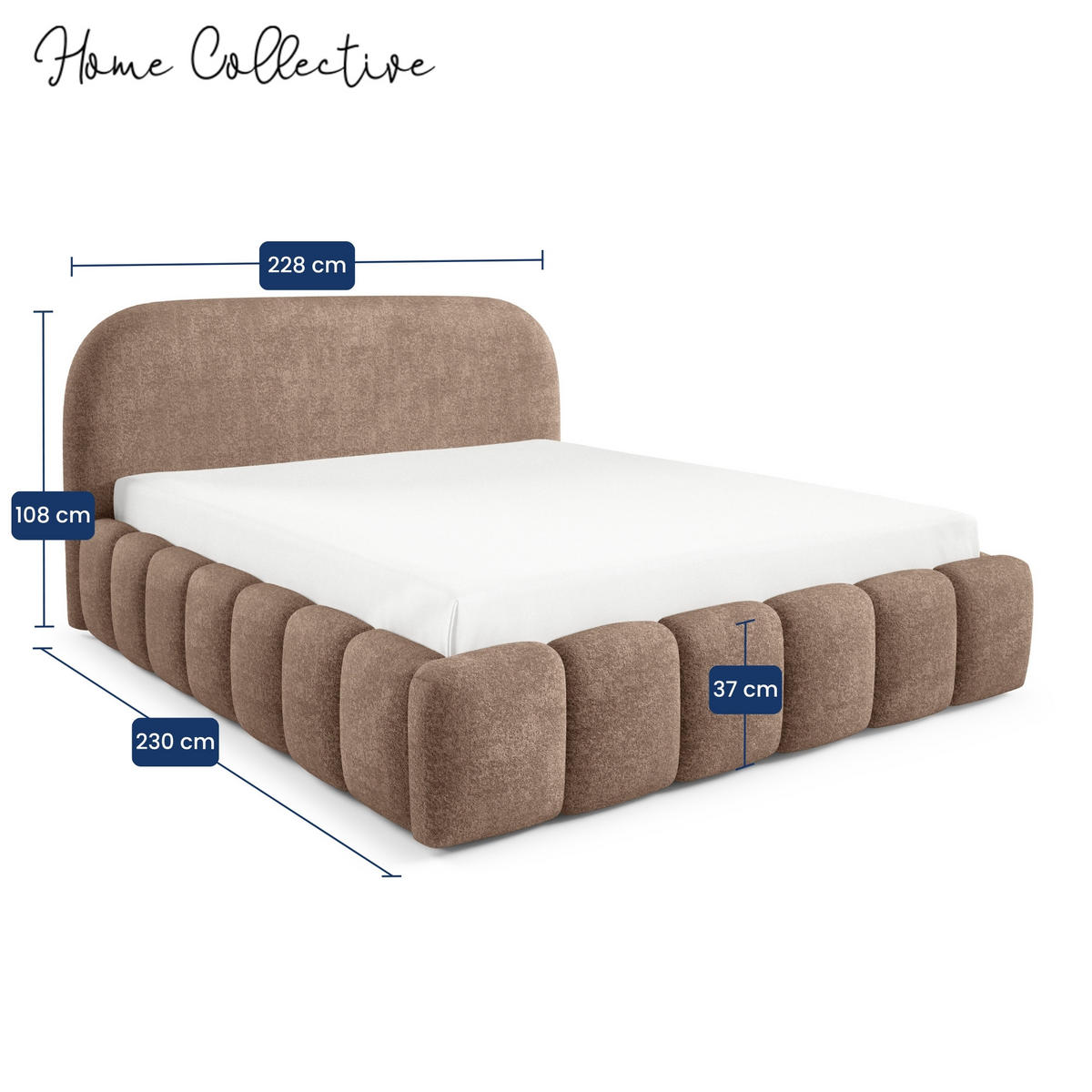 POLSTERBETT mit Stauraum 200x200 cm in Braun - Braun, Textil (200/200cm) - Home Collective