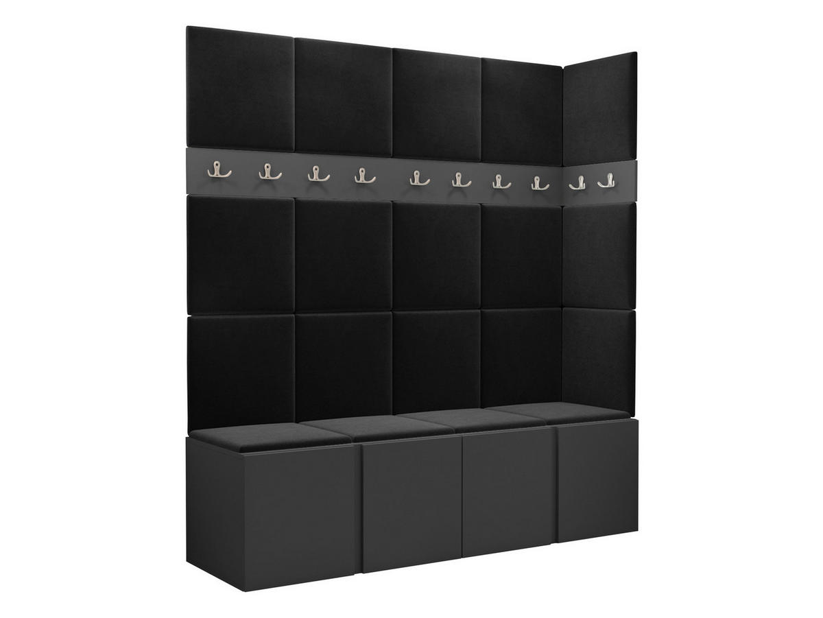 GARDEROBEN-SET Orion II - Anthrazit/Graphitfarben, Holzwerkstoff/Kunststoff (168/186/46cm) - MIRJAN24