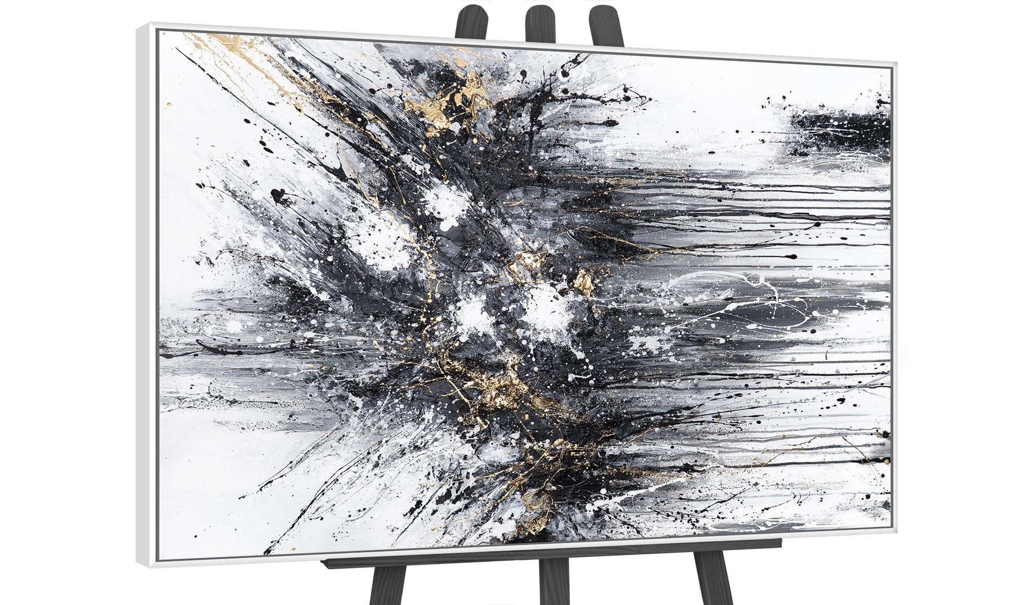 GEMÄLDE Tanz der Spritzer II Schattenfugenrahmen Weiß 120x80 cm - Weiß, Holz (120/80cm) - YS-art gallery