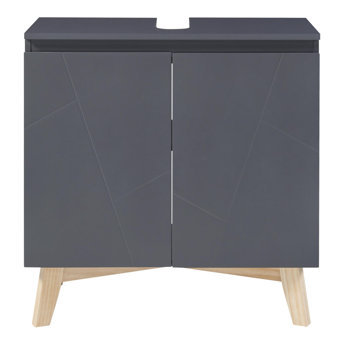 WASCHBECKENUNTERSCHRANK Overath - Naturfarben/Grau, Eichenholz/Holzwerkstoff (60/60/30cm) - [en.casa]
