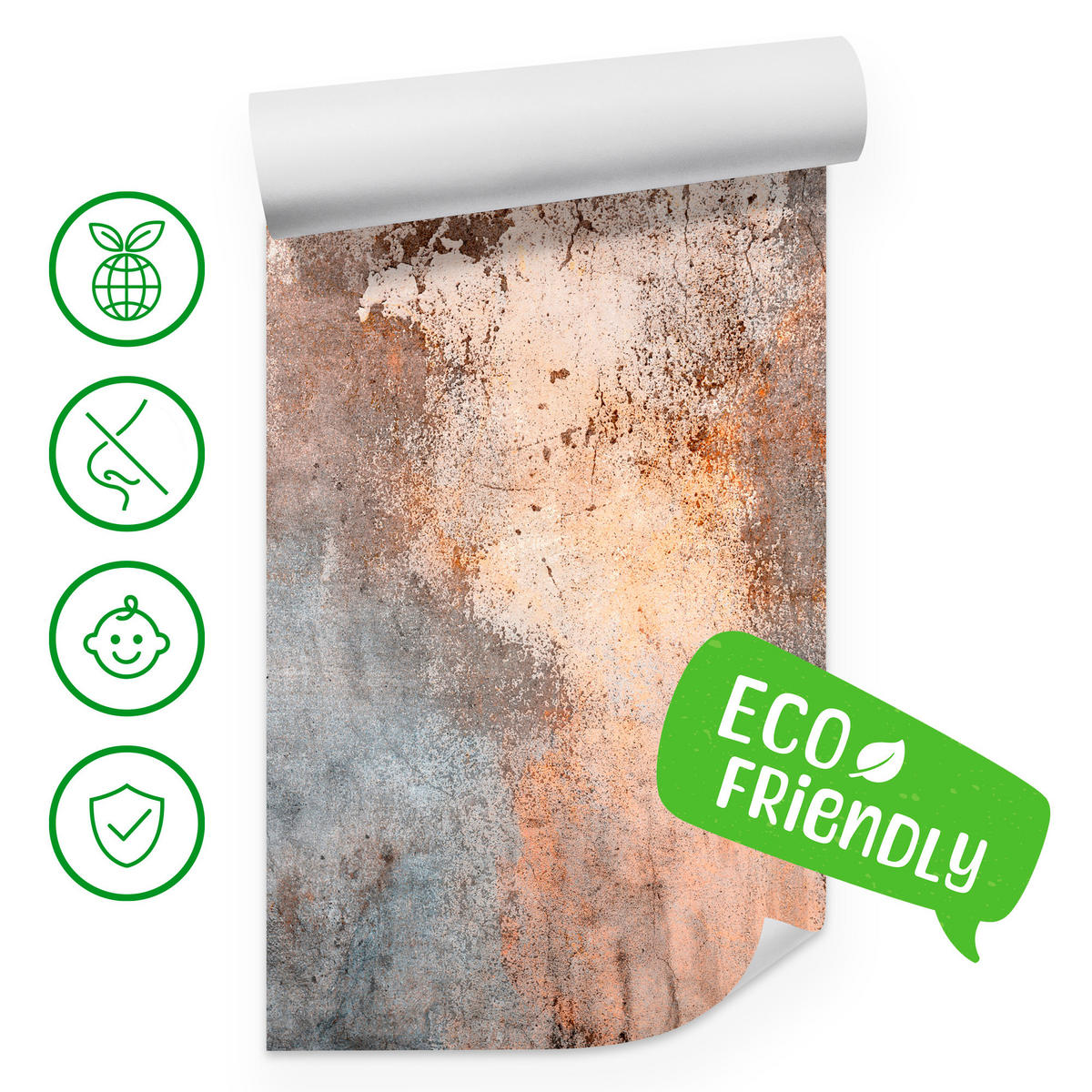 FOTOTAPETE für Wohnzimmer Beton Abstraktion 350x256 - Beige/Orange, Papier (350/256cm) - Muralo