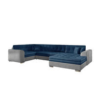 WOHNLANDSCHAFT mit Schlaffunktion, Monolith-Stoff - Chromfarben/Blau, Textil/Metall (338/78/189cm) - Eltap