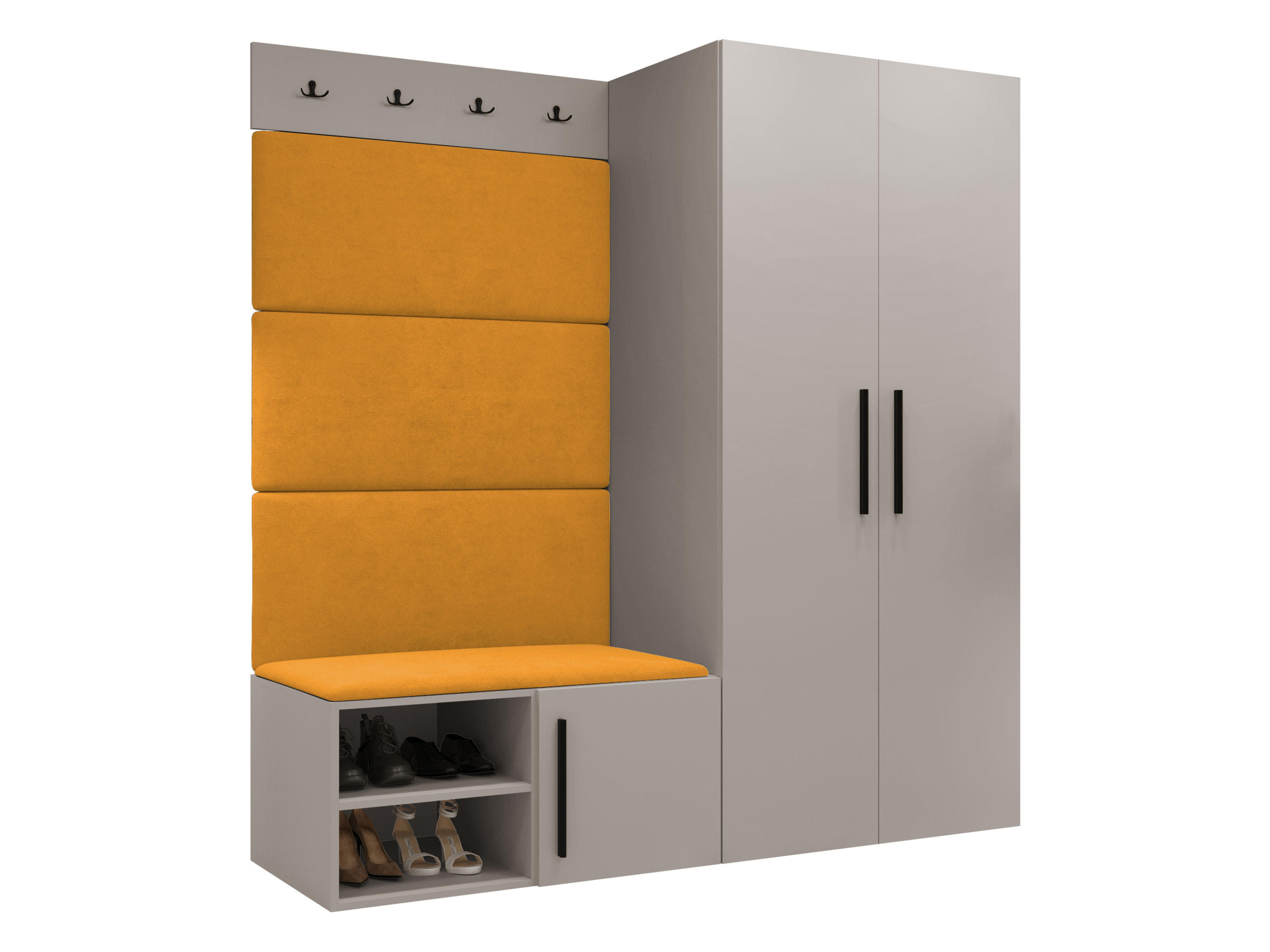 GARDEROBEN-SET Medi I - Kaschmir/Schwarz, Holzwerkstoff/Kunststoff (80/191/50cm) - MIRJAN24