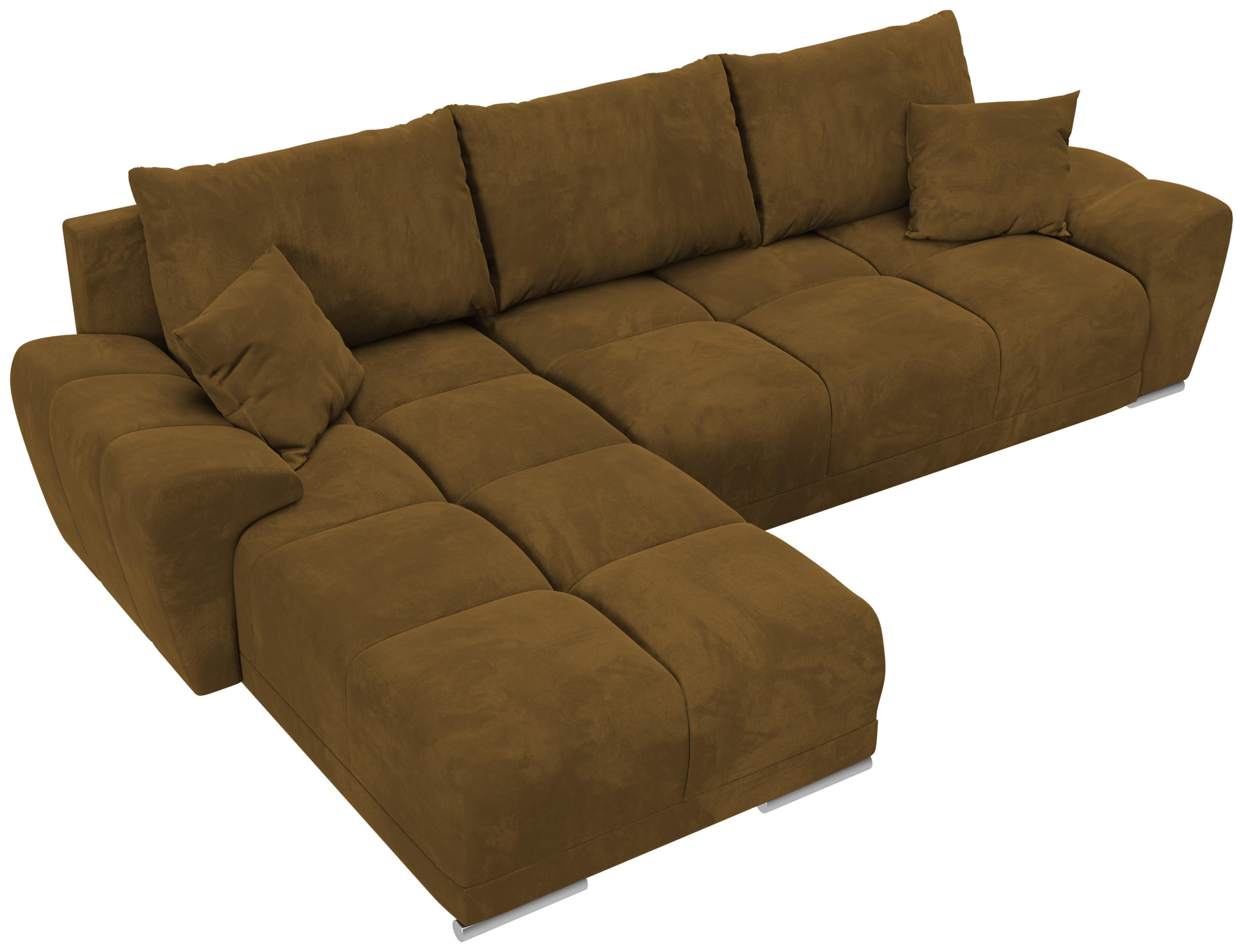 ECKSOFA Nubes mit Schlaffunktion Gelb Plüsch - Gelb/Silberfarben, Kunststoff/Textil (298/184cm) - Bromarkt