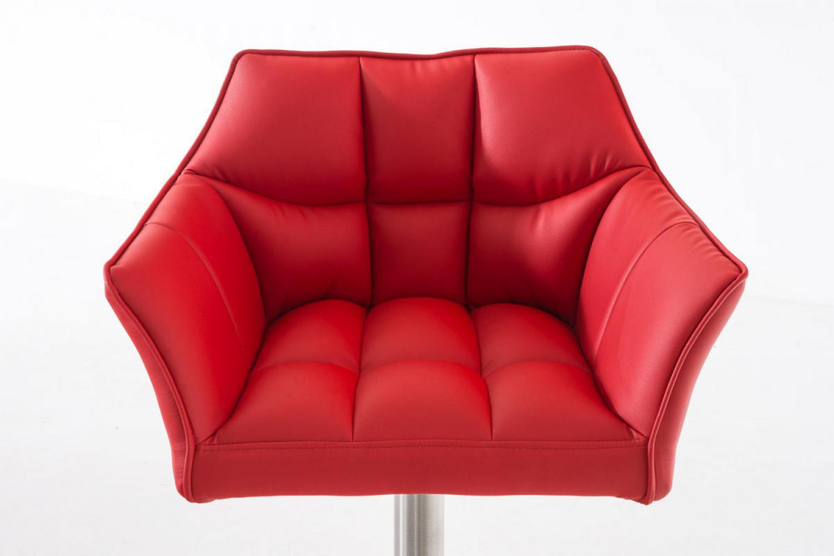 BARHOCKER Lederlook Rot - Edelstahlfarben/Rot, Textil/Metall (64/88/45cm) - CLP