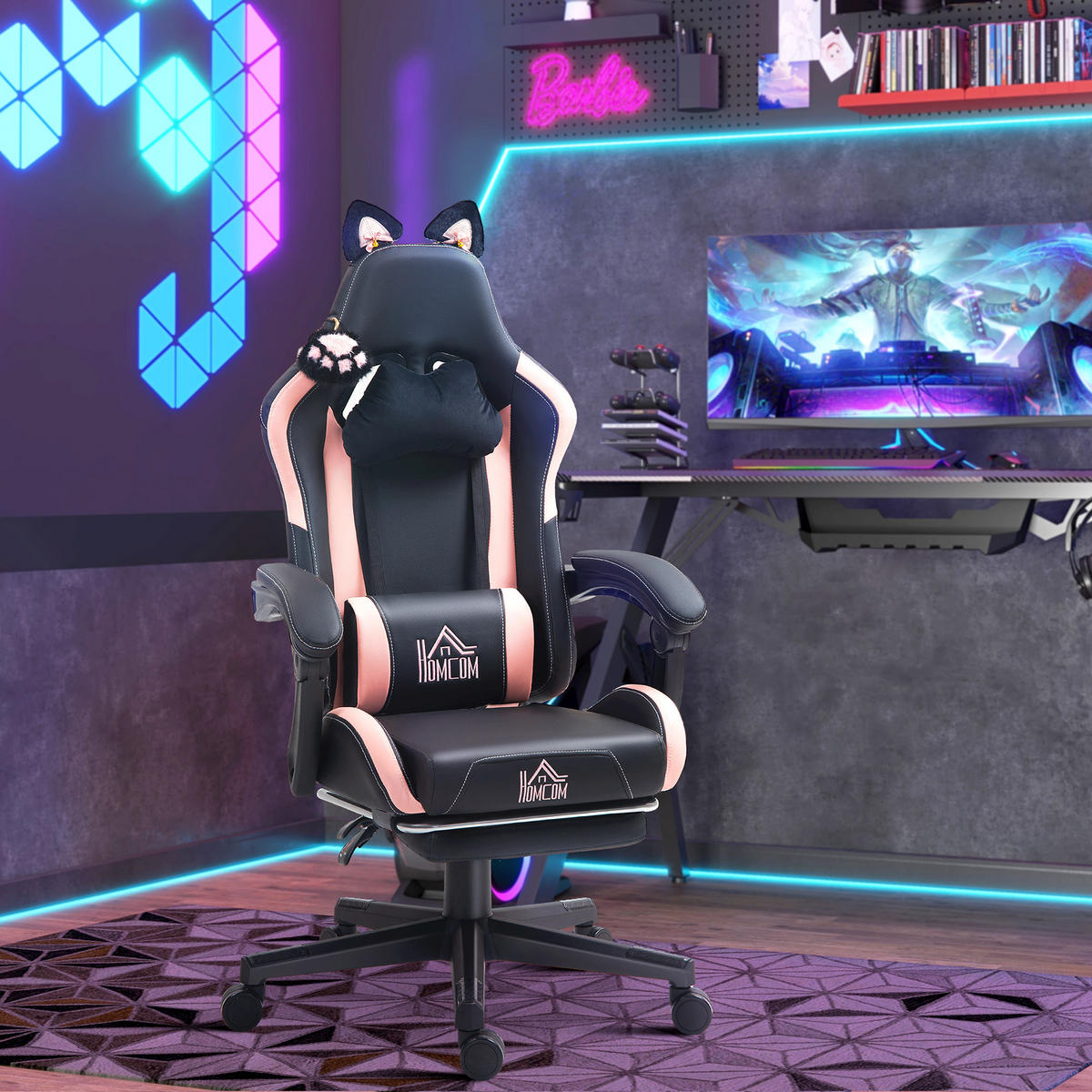 GAMING-STUHL Schwarz 65.0/62.0/124.0 cm - Schwarz, Kunststoff (62/124/65cm)