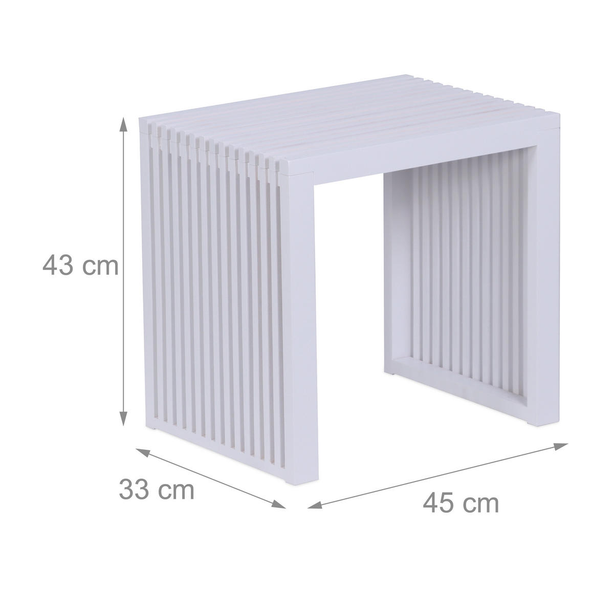 SITZBANK - Weiß, Holz/Textil (45/43/33cm) - Relaxdays