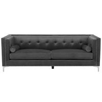 3-SITZER-SOFA Samtstoff Dunkelgrau Avaldsenes - Dunkelgrau, Textil (211/74/82cm) - Beliani