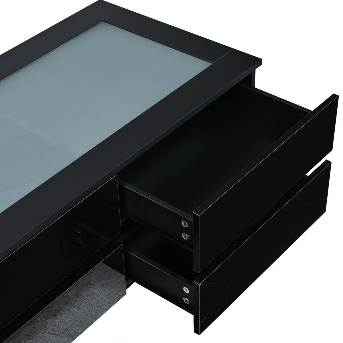 COUCHTISCH 100/50/40 cm schwarz aus Spanplatte mit 4 Schubladen und LED - Schwarz, Holzwerkstoff (50/100/40cm) - OKWISH