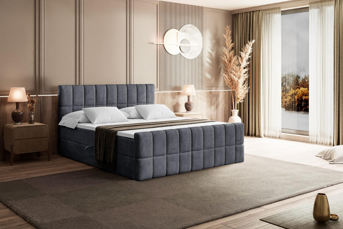 BOXBETT MIAMI-Z - 120x200 cm - H3 - Dunkelgrau - Dunkelgrau, Holzwerkstoff (120/200cm) - ALTDECOR