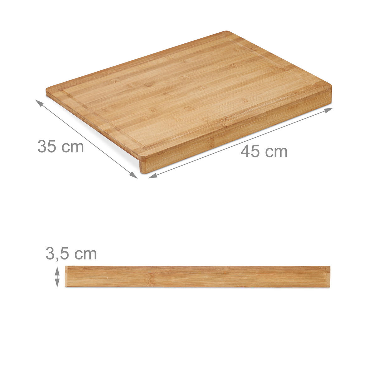 TRANCHIERBRETT Natur Bambus mit Anschlagkante Saftrille 45x35 cm - Hellbraun, Holz (45/35cm) - Relaxdays